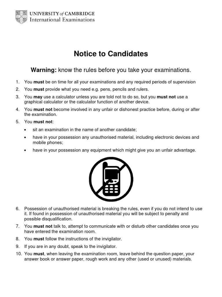 Exam Rules and Candidate Guidelines | PDF
