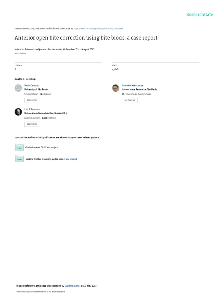 Anterior Open Bite Correction Using Bite Block ACase Report | PDF ...