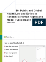 COVID-19: Public Health Law and Ethics in Pandemic