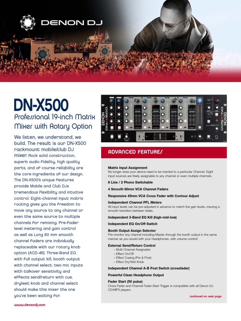Denon Mixer Dn-x500 - DJ | PDF | Disc Jockey | Signal Processing