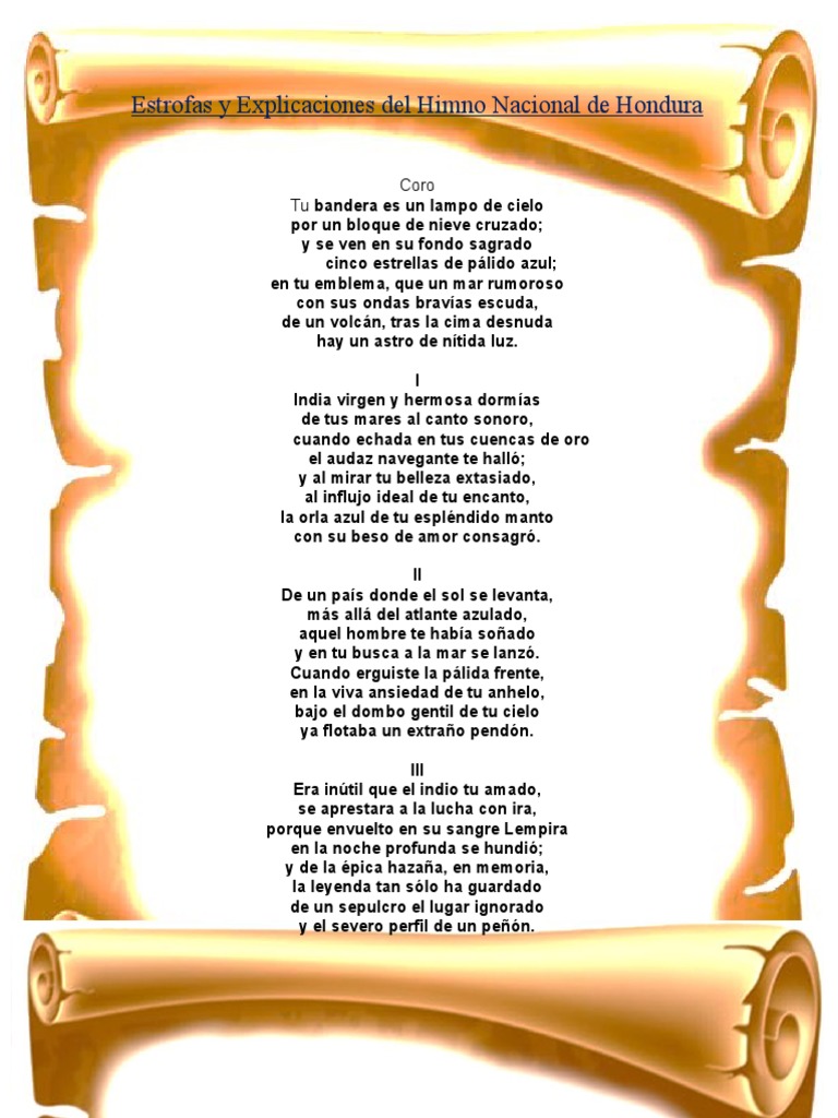 Estrofas del Himno Nacional de Honduras | PDF | Cristobal colon | Honduras