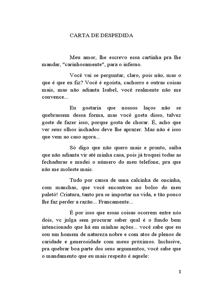 Carta de Despedida de um Amor Desapontado | PDF | Amor | Estrelas