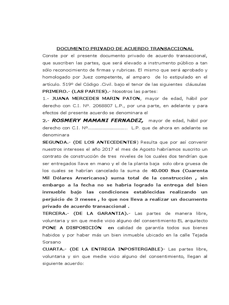 Acuerdo Transaccional | PDF | Justicia | Crimen y violencia
