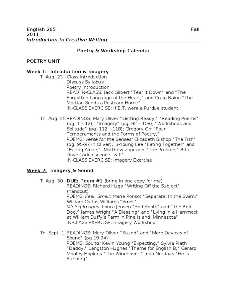 Jjacobs English 205 Poetry Calendar Poetry American Poetry