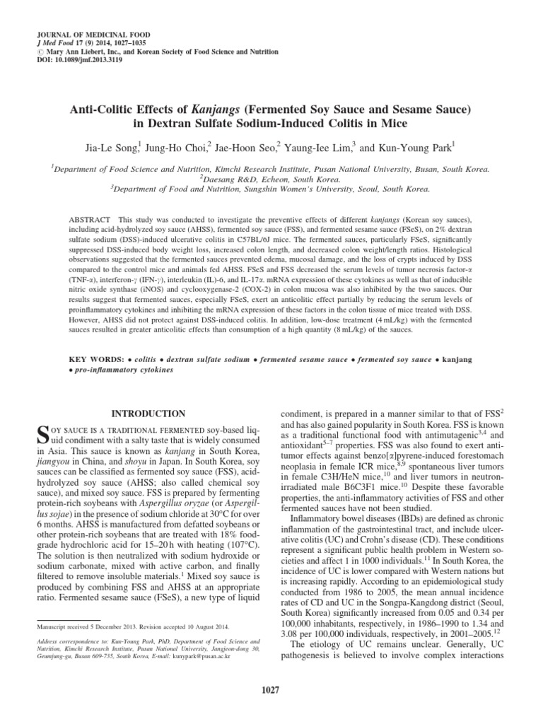 Fermented Sesame Sauce Exerts Greater AntiInflammatory Effects than