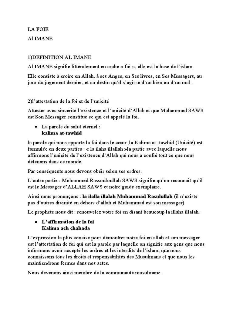 Les Fondements de la Foi en Allah | PDF | Allah | Mahomet