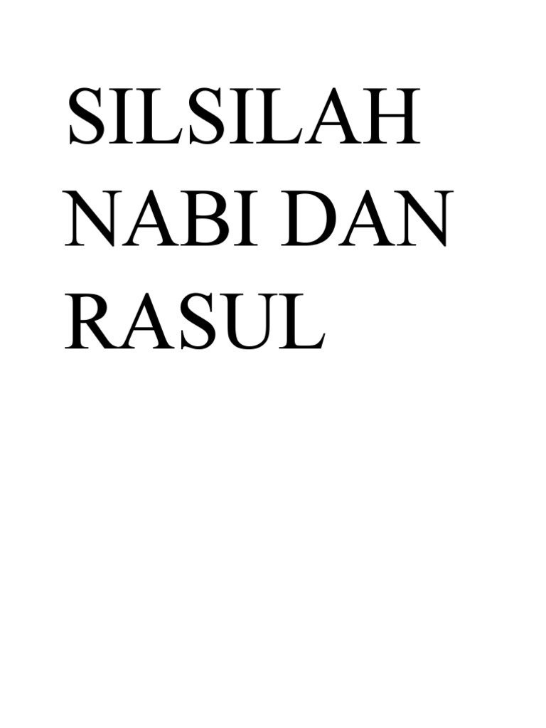 Silsilah Nabi Dan Rasul Pdf