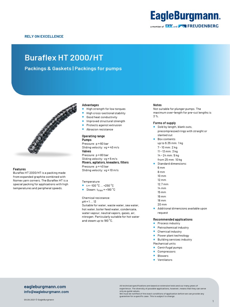 EagleBurgmann - Buraflex HT 2000 - HT - EN | PDF | Pump | Water