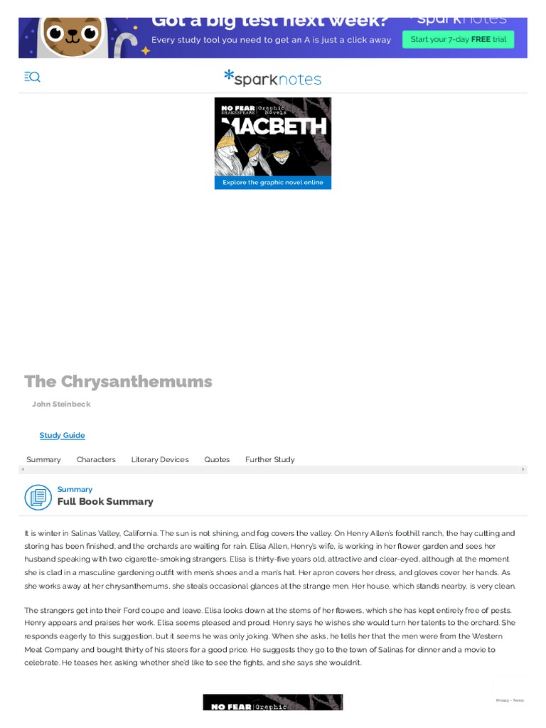 The Chrysanthemums Full Book Summary PDF