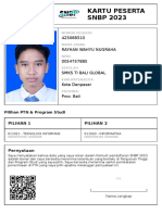 Kartu Peserta SNBP 2023: 423068310 Rayhan Wahyu Nugraha 0054757885 Smks Ti Bali Global Kota Denpasar Prov. Bali