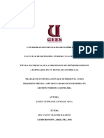 Incidencia de La Percepción de Huéspedes Frente A Empleados en Un Hotel de 4 Estrellas.