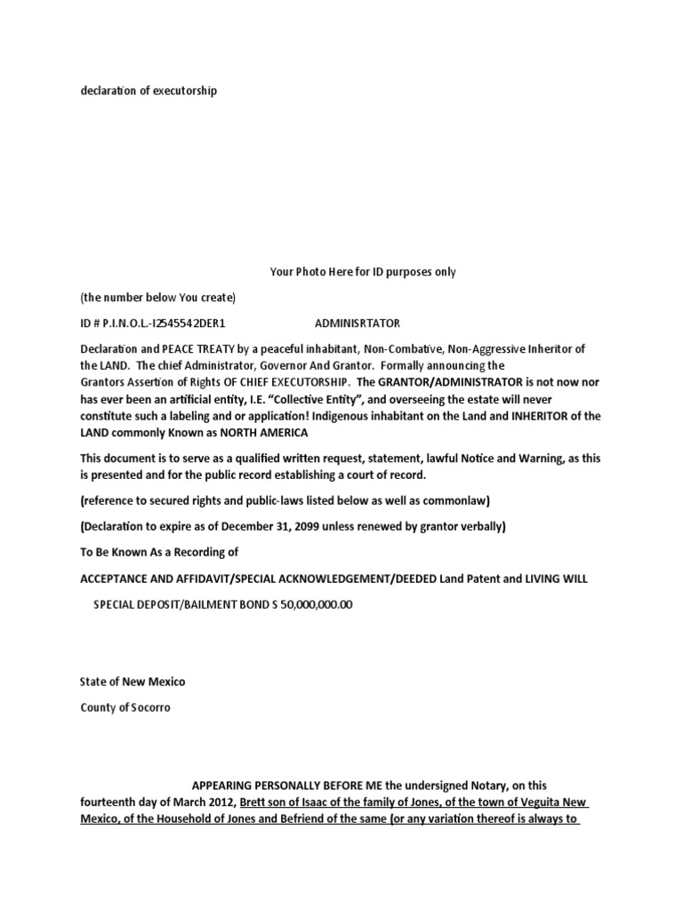 Declaration of Executorship | PDF | Trust Law | Deed