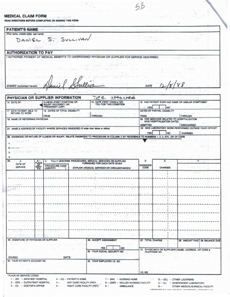 12 05 88 Claim Form 5B | PDF