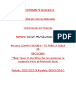 Tarea 11-Identificar Las Herramientas de La Pestaña Inicio en Microsoft Excel.