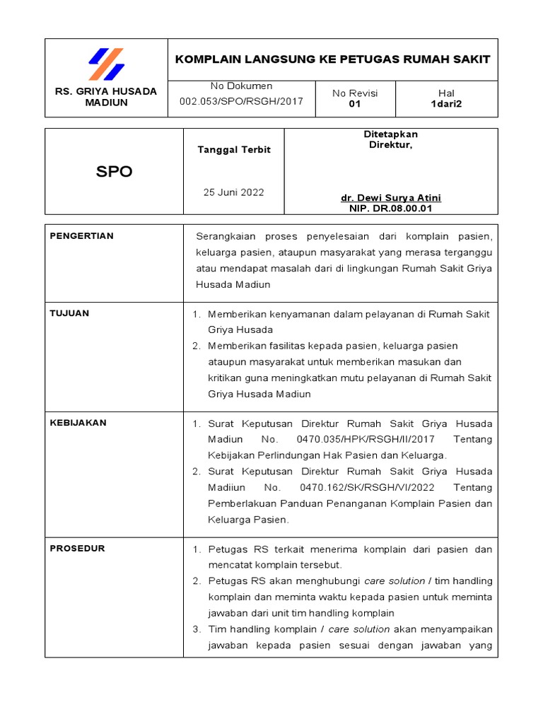 SPO Penyelesaian Komplain Langsung Ke Care Solution (Fix) | PDF ...