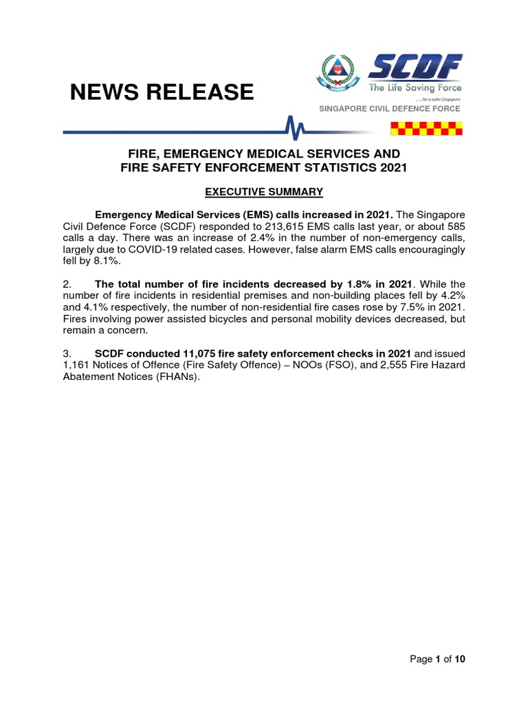SCDF Fire Safety Enforcement Report 2021 | PDF | Fire Safety | Emergency