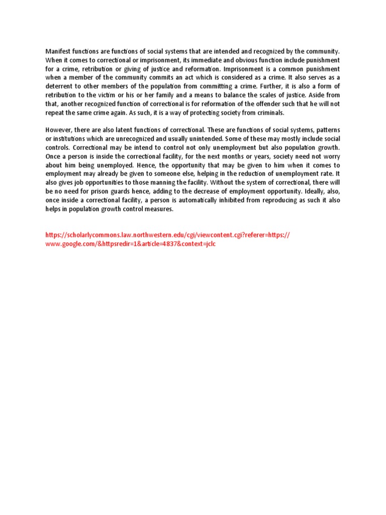 Manifest and latent functions pdf