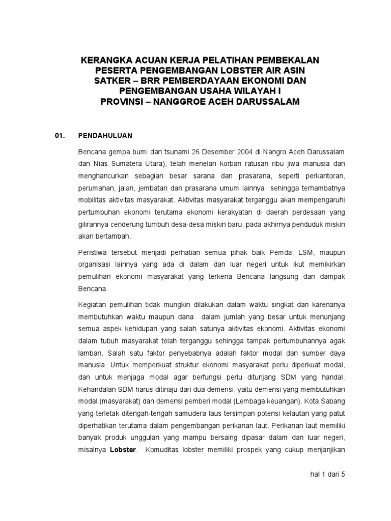 Contoh Tor Untuk Pelatihan Pembekalan Pdf