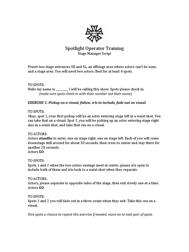 Spotlight Operator Training Script | PDF | Entertainment