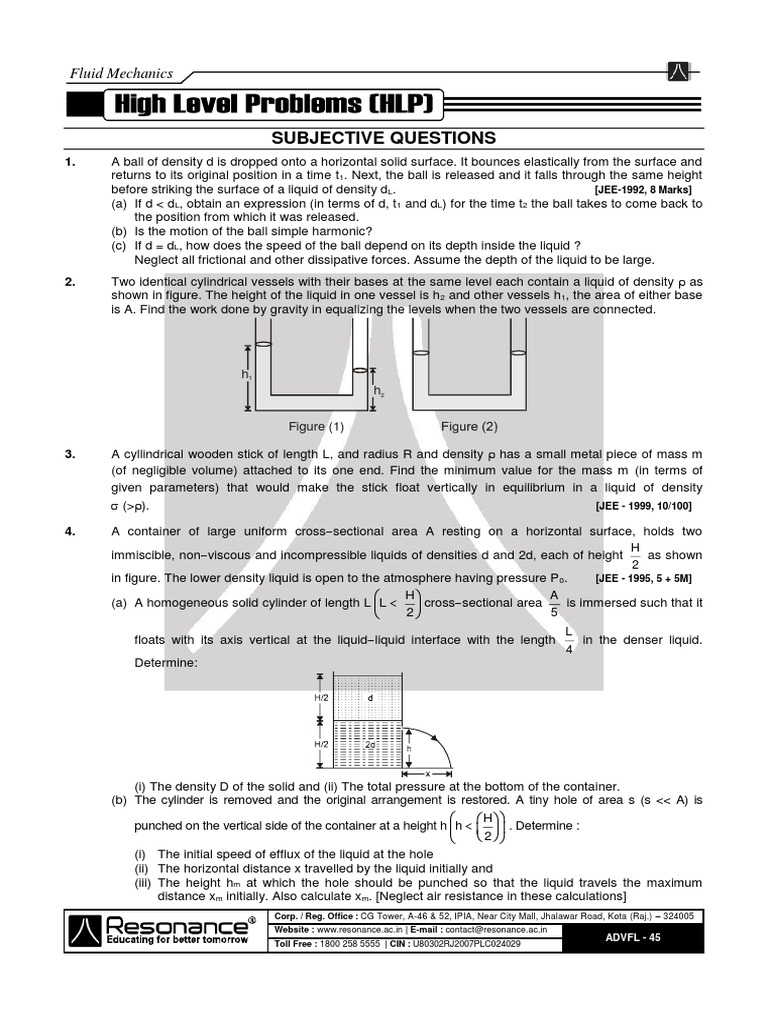Fluid Mechanics Problems and Solutions | PDF | Liquids | Buoyancy