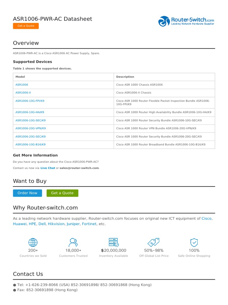 Asr1006 PWR Ac Datasheet | PDF