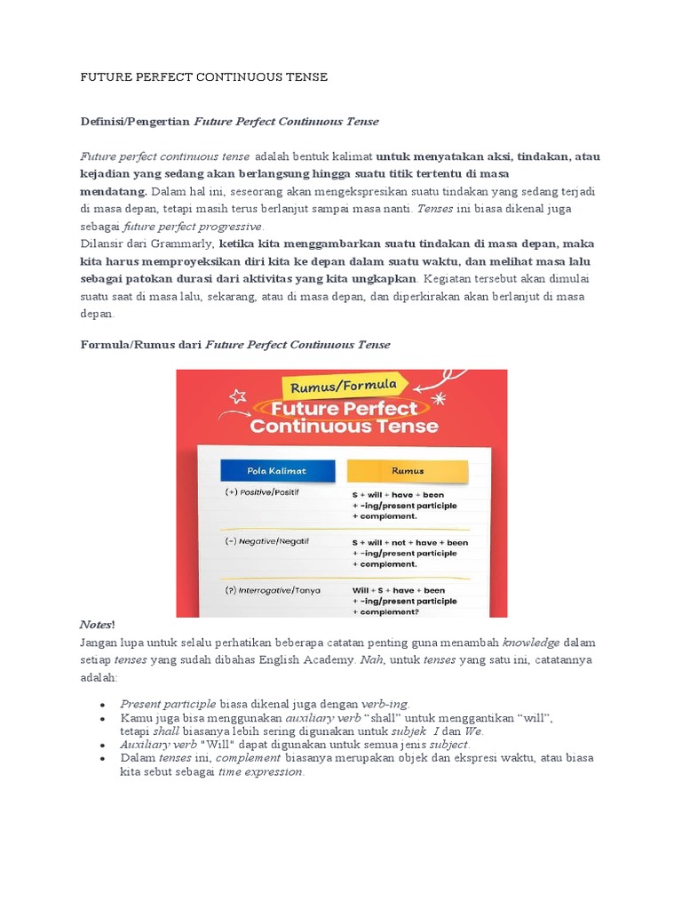 Future Perfect Continuous Tense Pdf