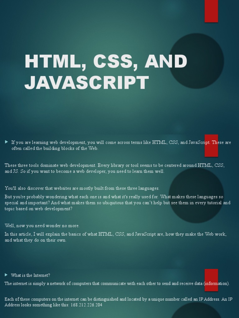 HTML, CSS, and Javascript | PDF | World Wide Web | Internet & Web