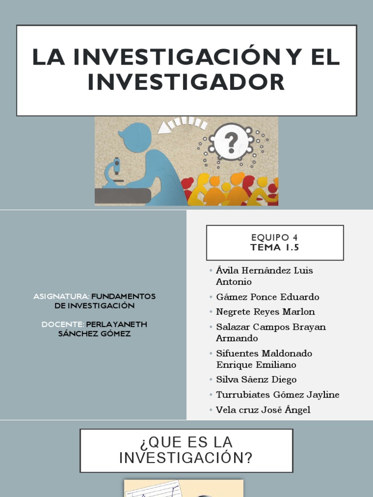 1 5 La Investigación Y El Investigador Pdf Razonamiento Deductivo