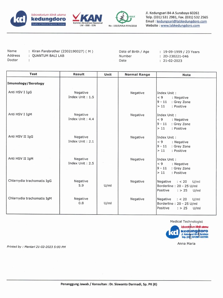 Igg Igm Chlamidia, Anti HSV 1 Igg Igm, Anti HSV 2 Igg Igm PDF