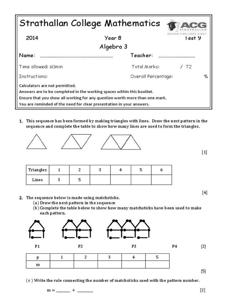 Math year 08 algebra 3 acg 2014 pattern graph download free pdf