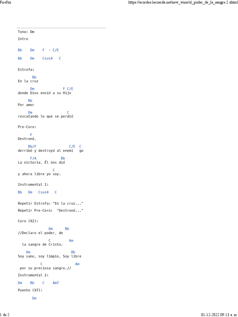 EL PODER DE LA SANGRE, New Wine Acordes PDF