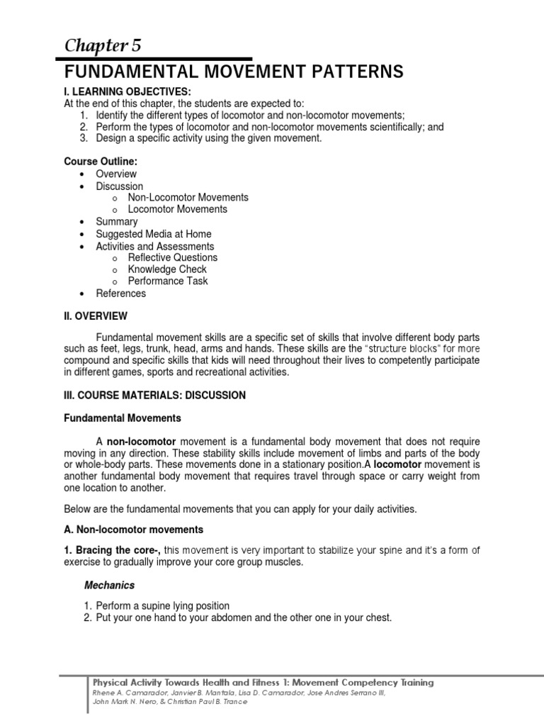 Chapter 5 FUNDAMENTAL MOVEMENT PATTERNS | PDF | Anatomical Terms Of ...
