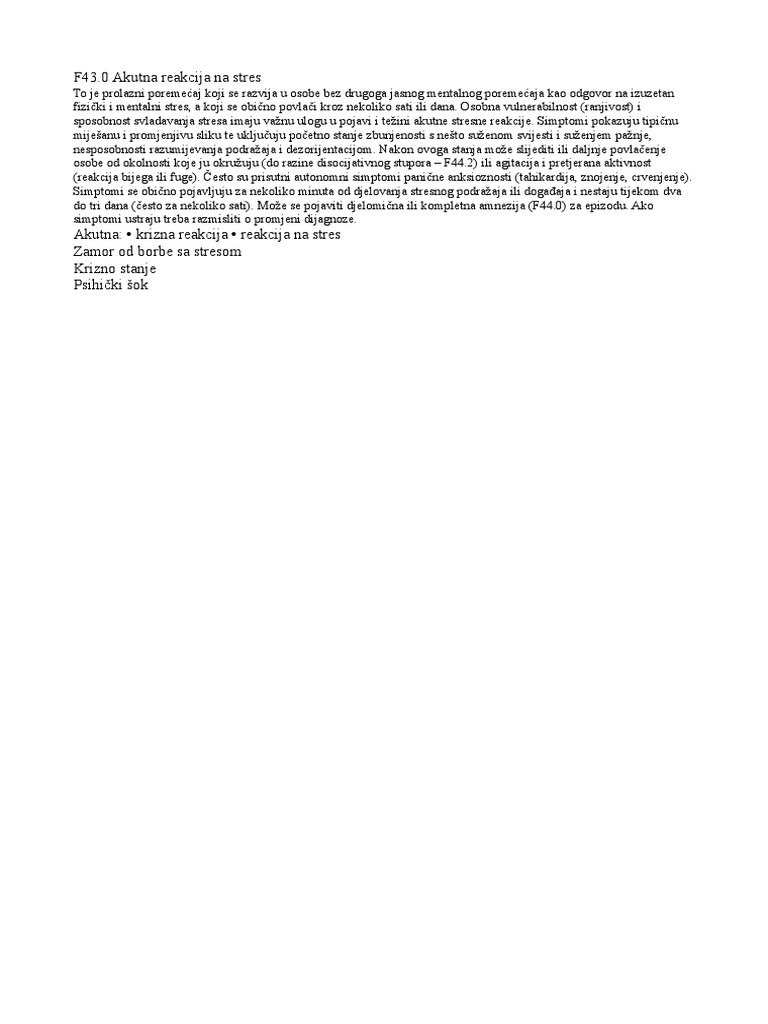 F43 0 akutna reakcija na stres pdf