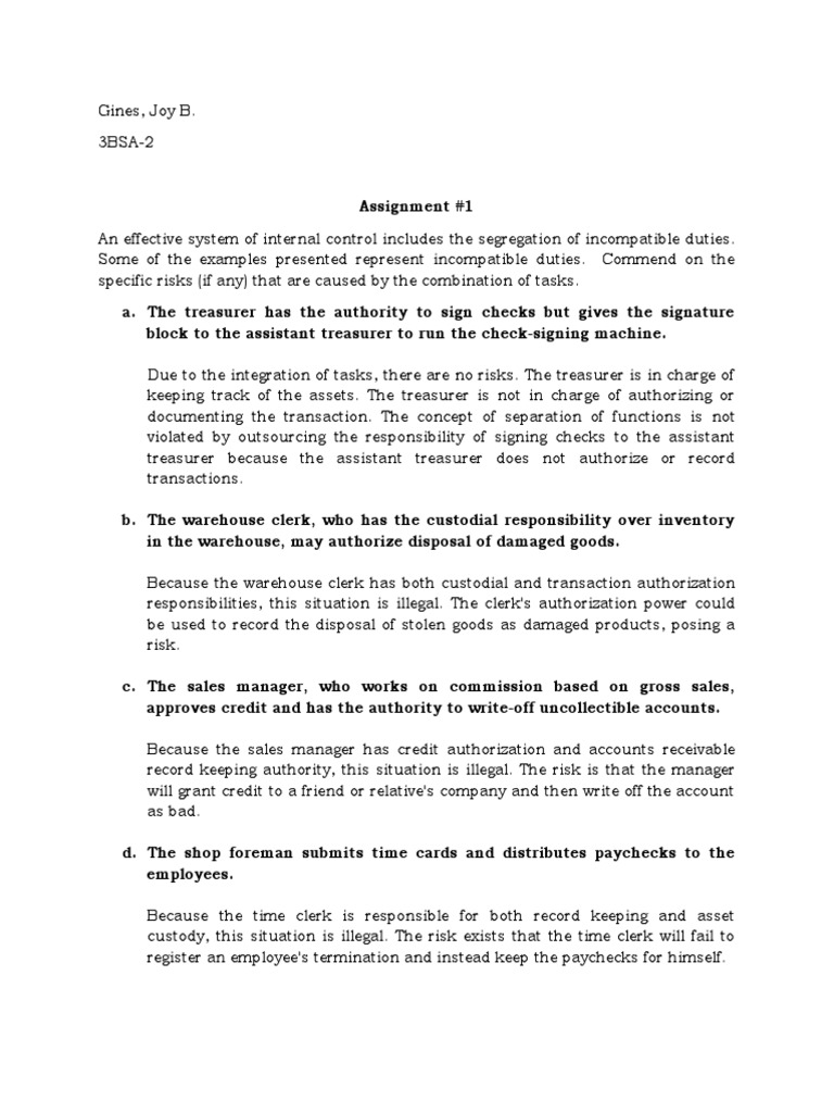 Effective System Of Internal Control Pdf Bookkeeping Economies