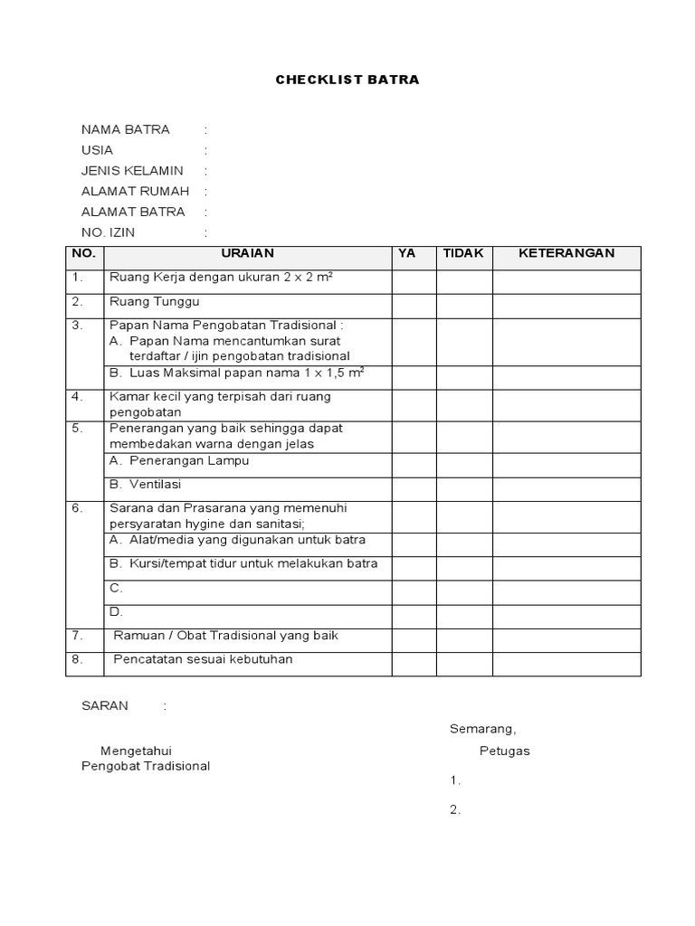 Checklist Bat PDF