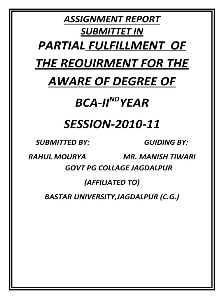 BCA II Year Assignment Report by Rahul Mourya | PDF