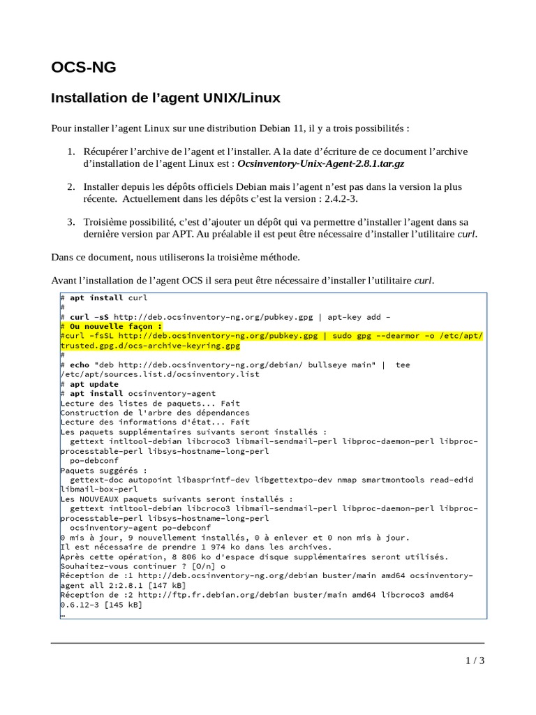 Installation de l'Agent OCS sur Debian | PDF | Logiciel utilitaire ...