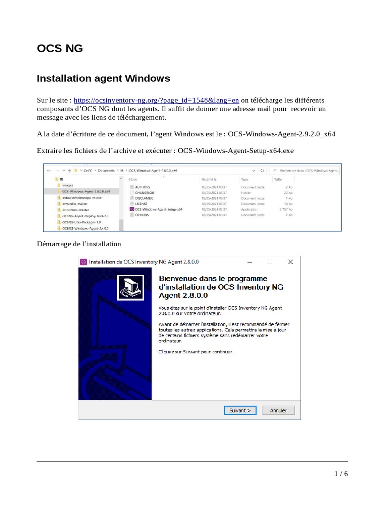 Installation de l'Agent OCS NG Windows | PDF