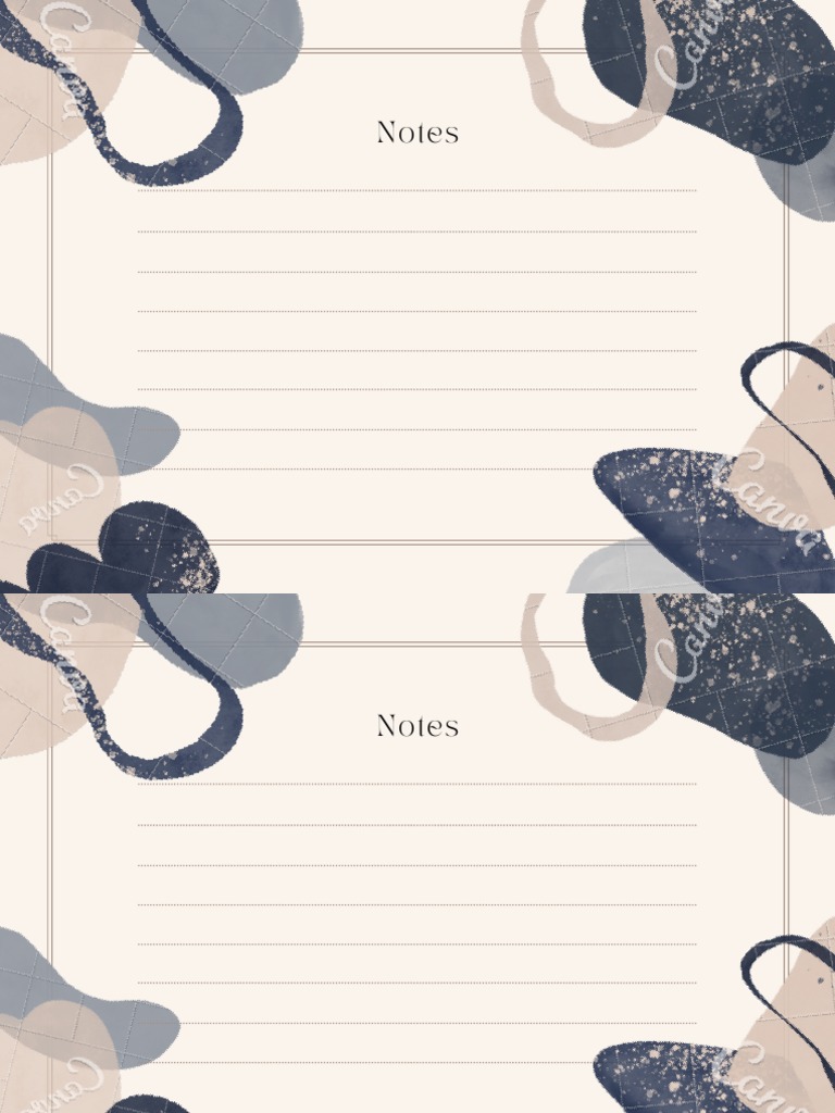 Beige Navy Abstract Shape Blank Note Card PDF