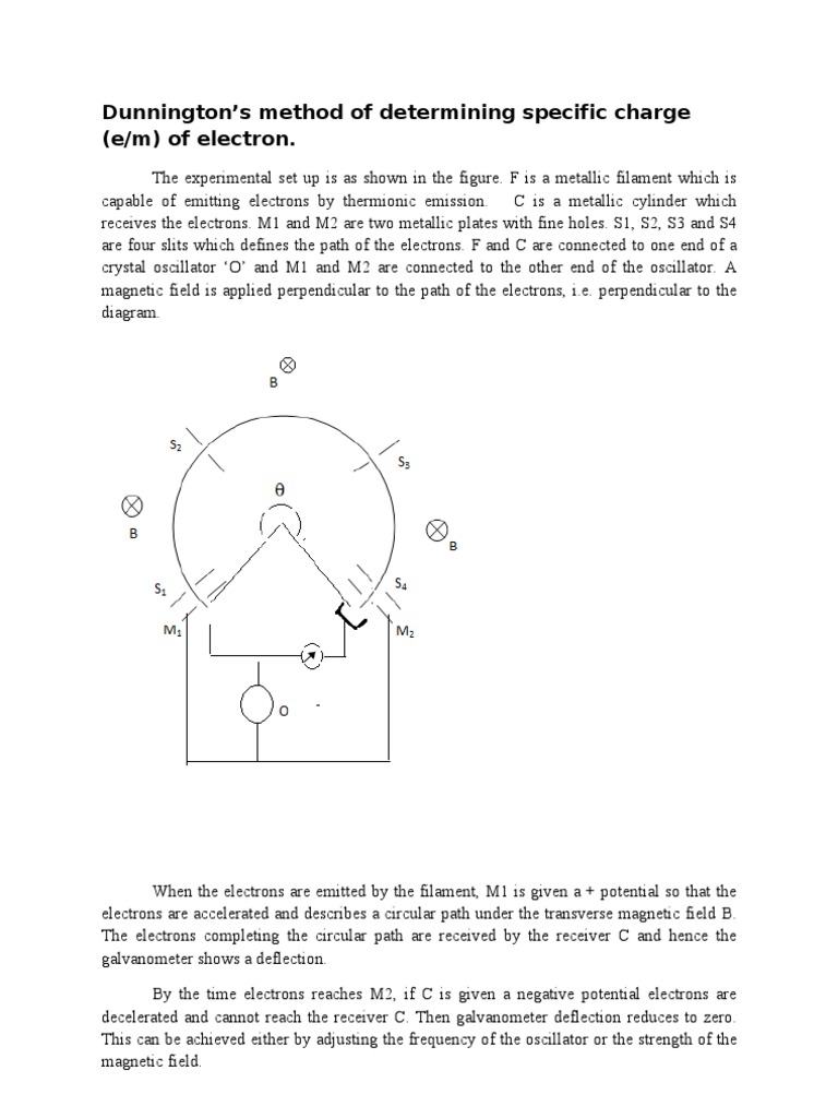 Dunnington's Method for e/m Ratio Determination | PDF