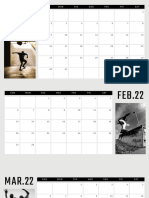 Planner Months 2022 Skateboard Photograph Picture Simple White Gray Calendar