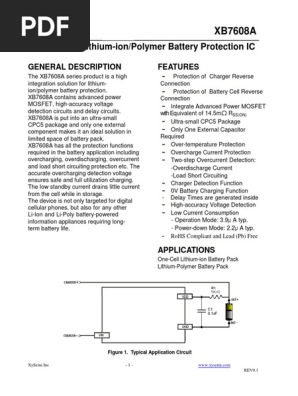 XySemi-XB7608A C669688 | PDF | Battery Charger | Lithium Ion Battery