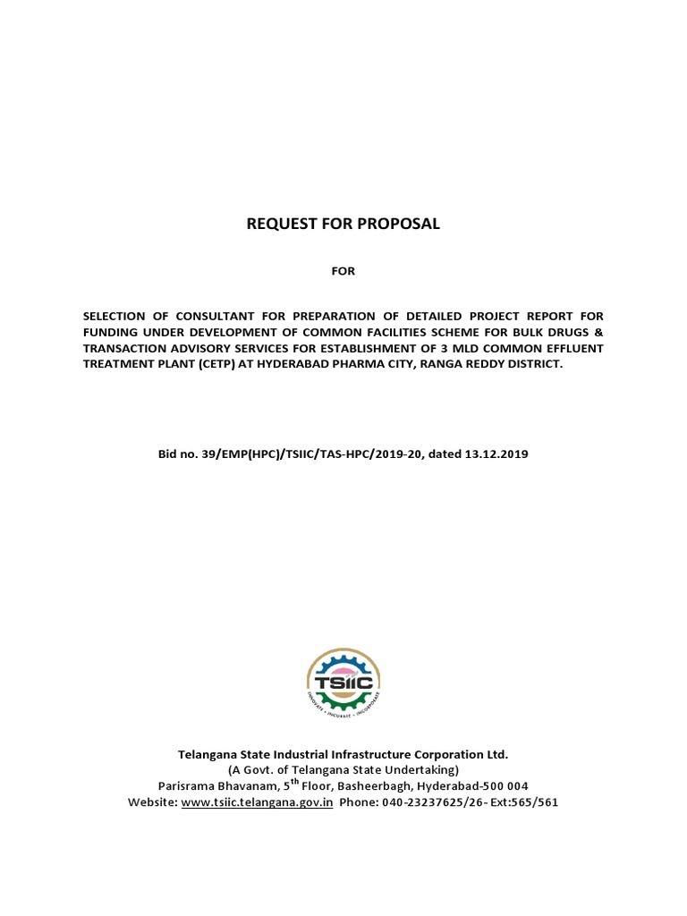 RFP For Preparation of CETP DPR and Transaction Advisory Services | PDF ...