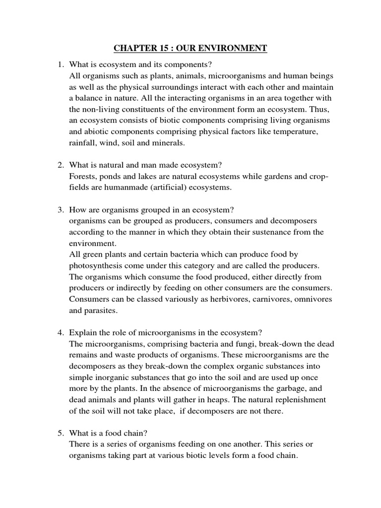 Chapter 15 Our Environment (1) CLASS 10 | PDF | Science & Mathematics ...