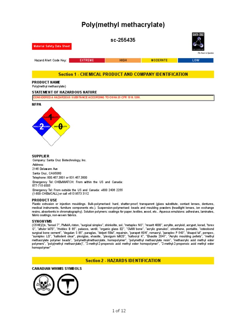 SC 255435 PDF Allergy Poly(Methyl Methacrylate)