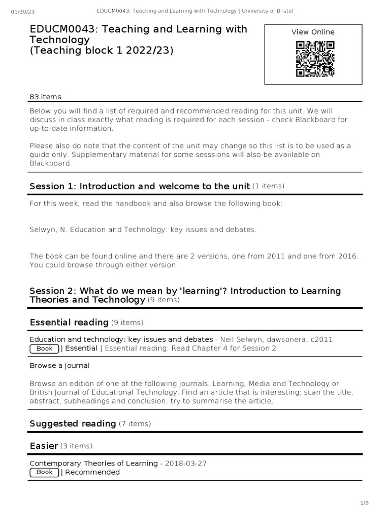 EDUCM0043 Teaching and Learning With Technology | PDF | Educational ...