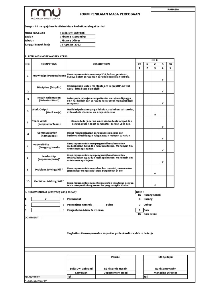 Probation Review Form Pdf