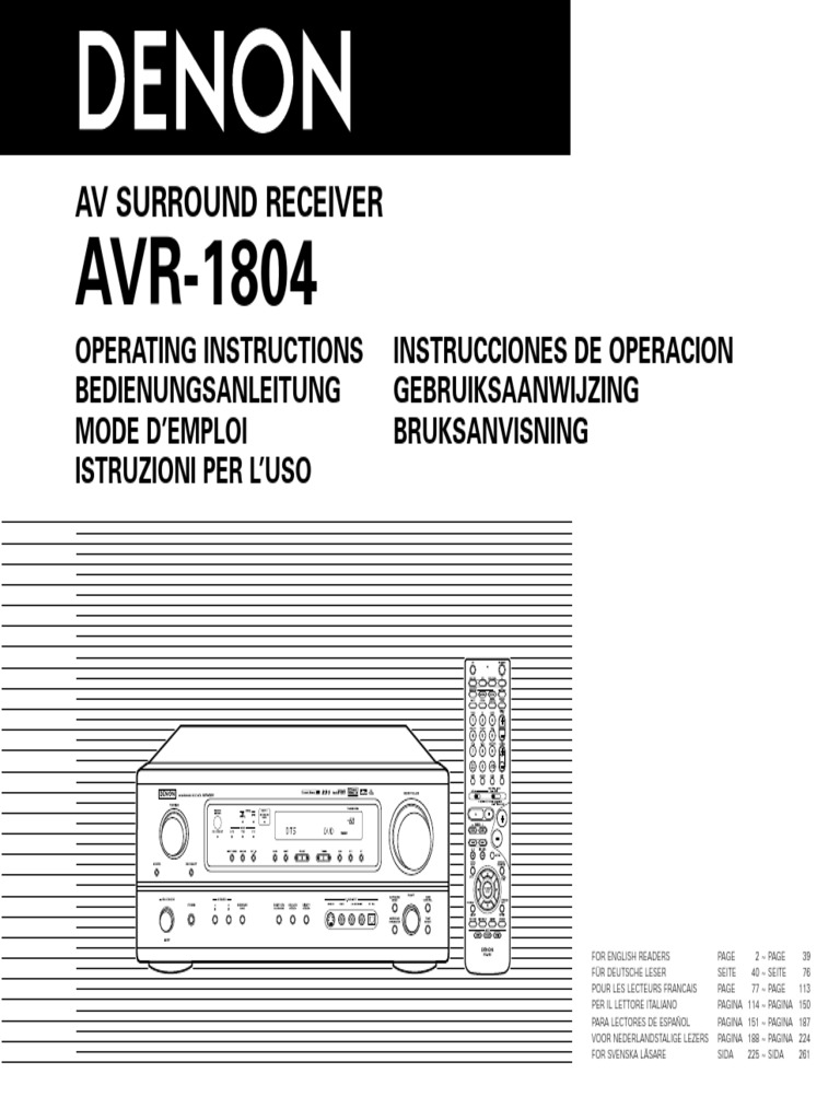 Denon AVR 1804 Owners Manual PDF