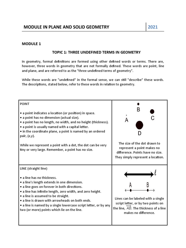 Plane and Solid Geometry Module Bsed Math1 | PDF | Triangle | Line ...