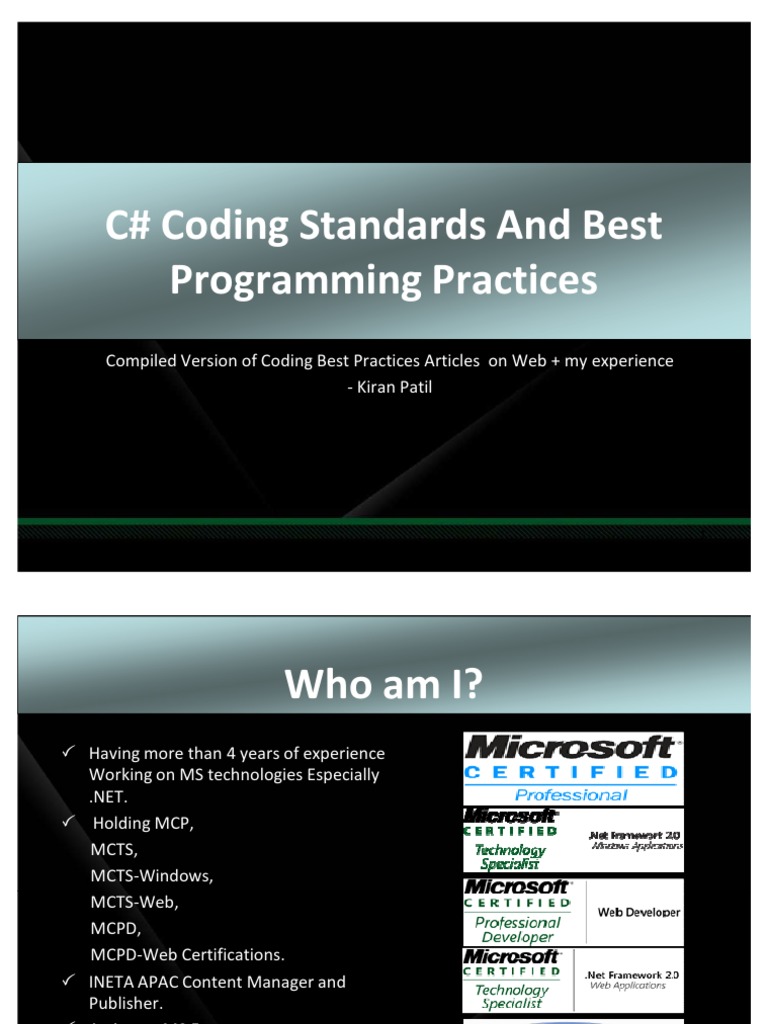 C# Coding Standards and Best Programming Practices | Download Free PDF ...